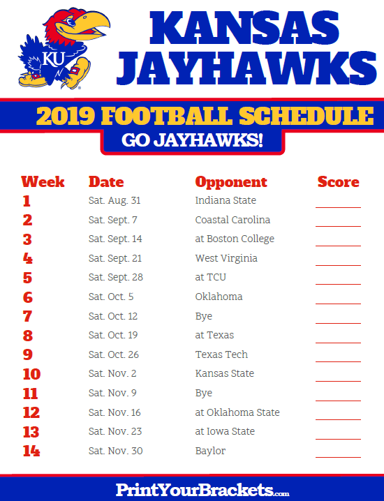 2019 Kansas Jayhawks Football Schedule Kansas Jayhawks Football