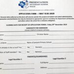 Application Forms For 1st Yr 2020 2021 Presentation Secondary School