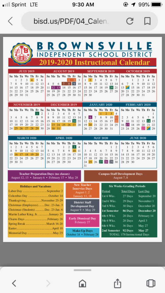 Brownsville Bisd School District Calendar Printable Calendar 2022 2023