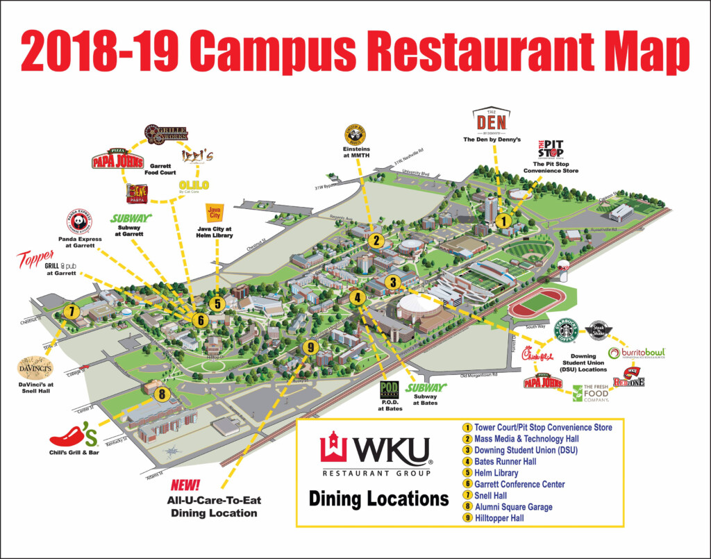 Campus Restaurant Map Western Kentucky University