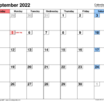 Editable September 2022 Calendar