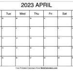 Free Printable April 2023 Calendar