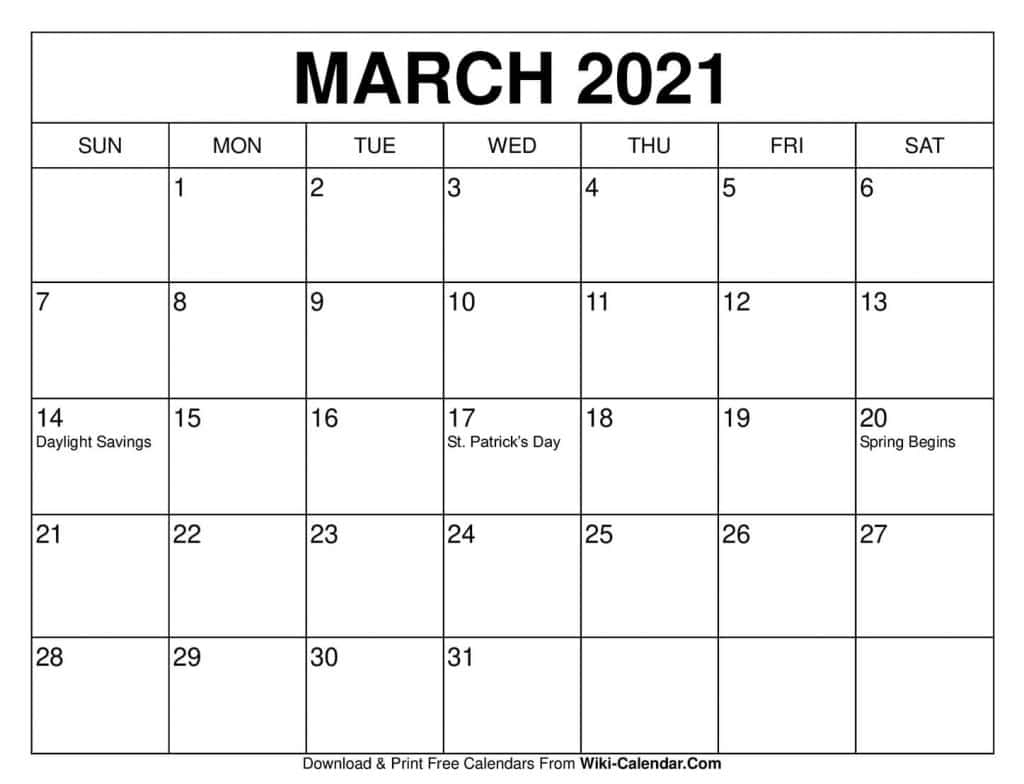 Free Printable March 2022 Calendars Wiki Calendar