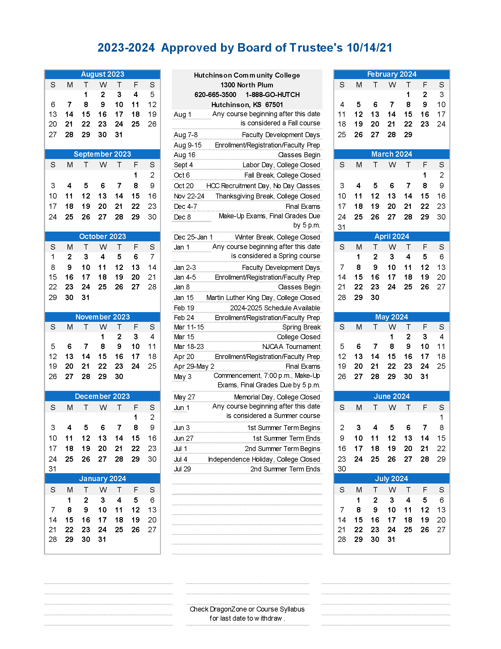 Fairmont State University Academic Calendar Fall 2023