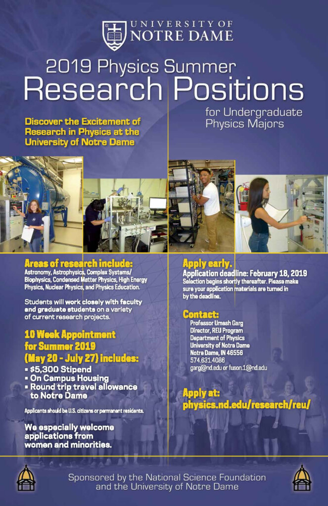 REU Research Experience For Undergraduates Department Of Physics 