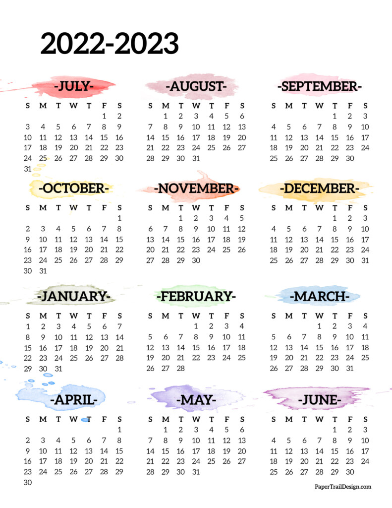 2022 2023 School Year Calendar Free Printable Paper Trail Design Free 