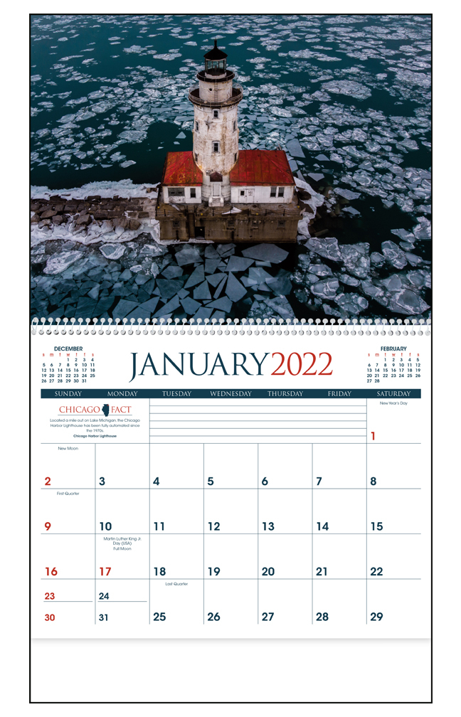 2022 Chicago Calendar 11 X 19 Imprinted Spiral Bound Drop Ad 