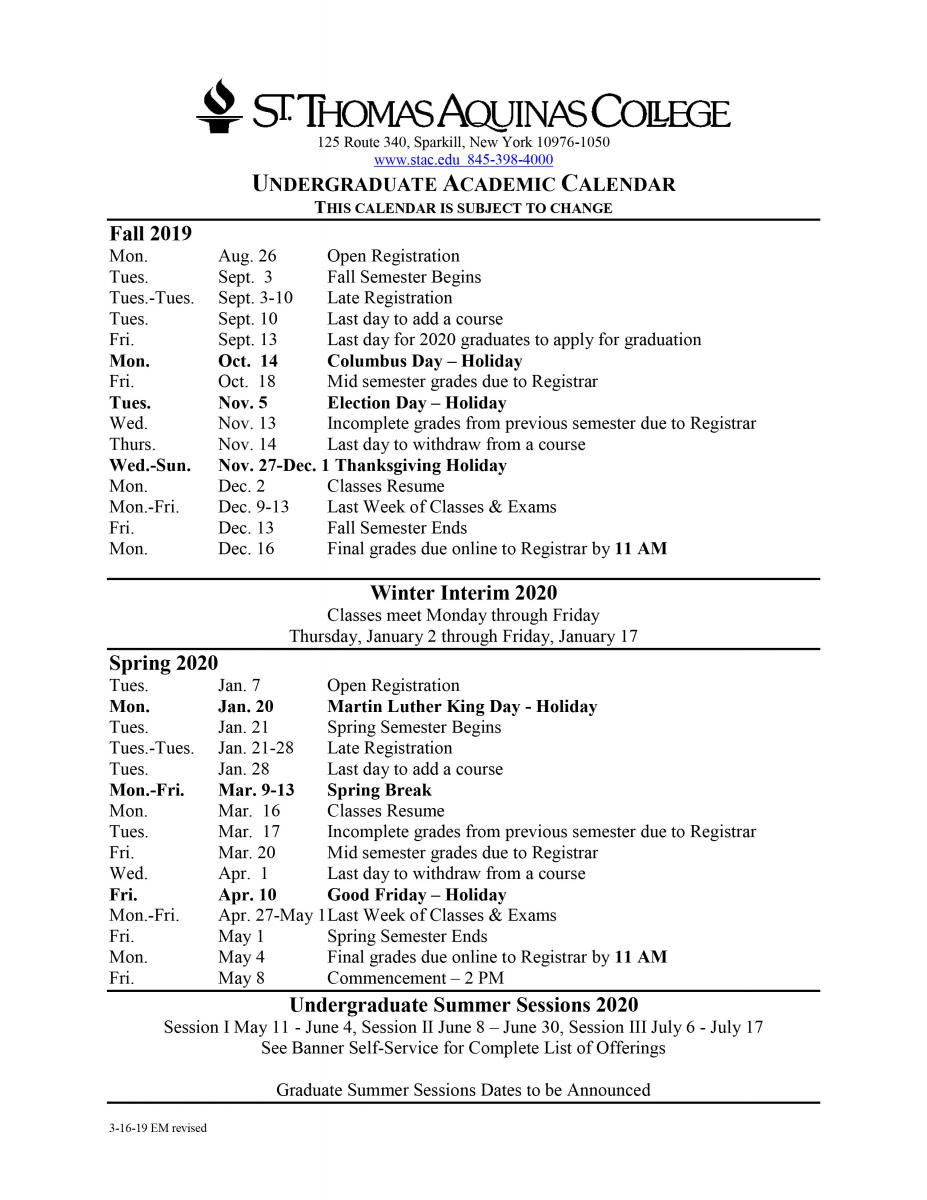 Alfred University Academic Calendar 24-25