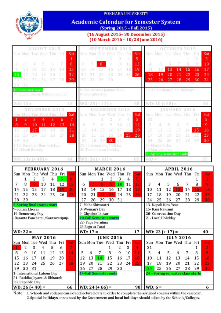 Belmont University Nashville Academic Calendar