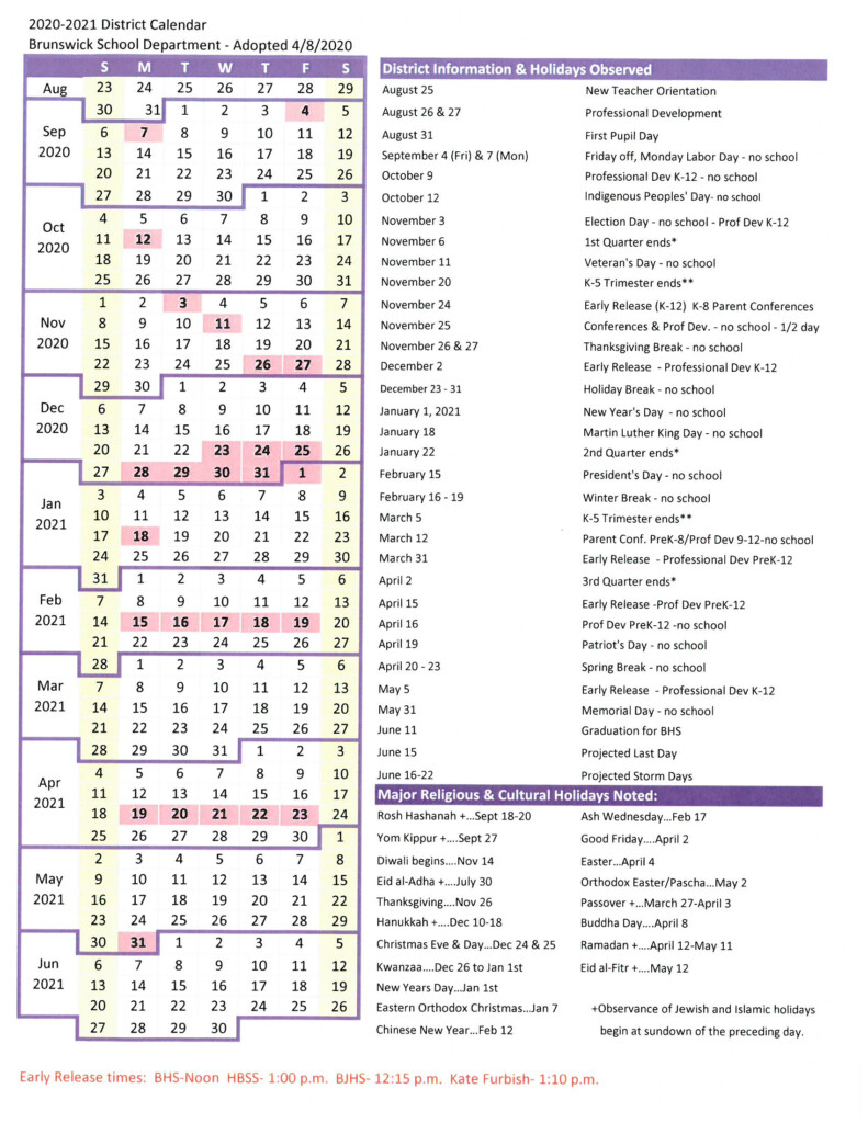 Eastern Connecticut State University 2021 2020 Year Calendar 