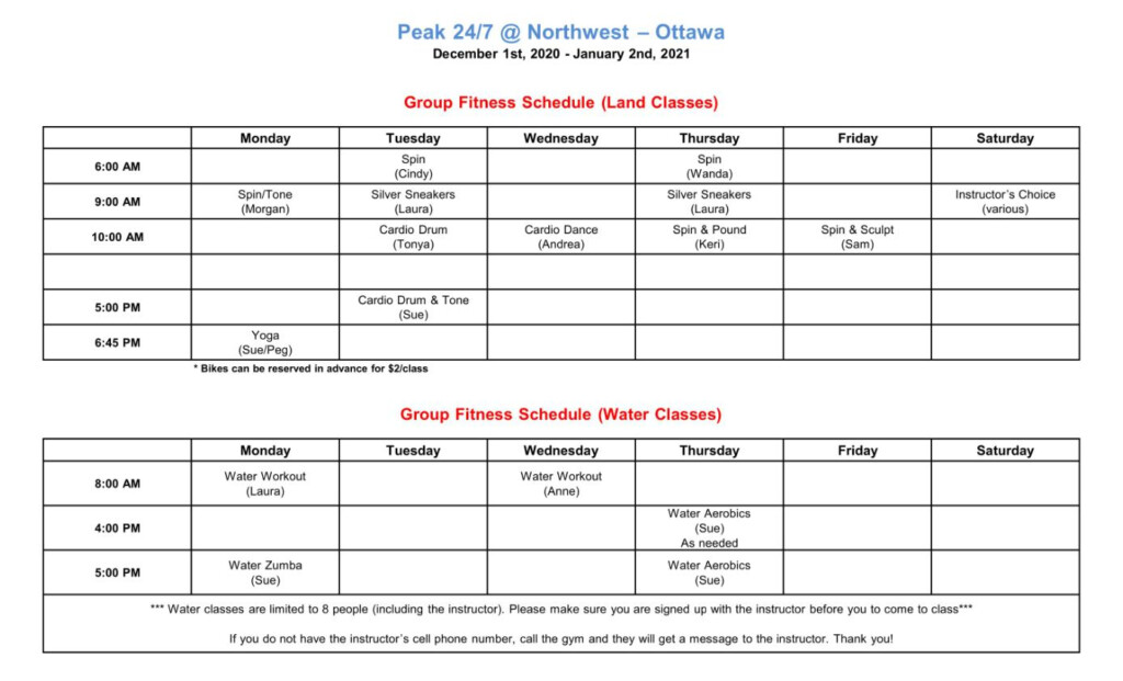 Ottawa Calendar Peak Community Wellness