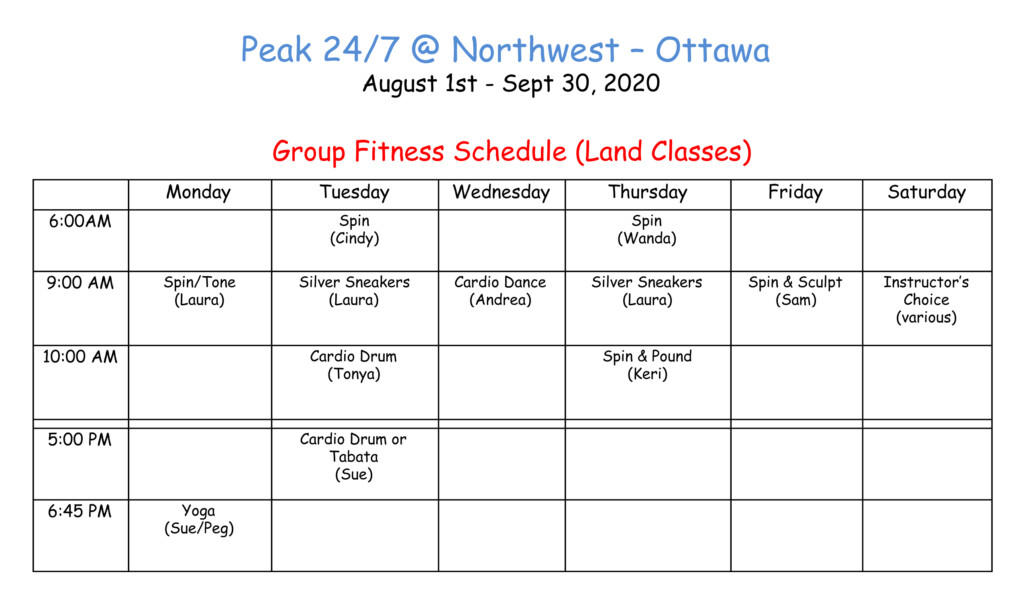 Ottawa Calendar Peak Community Wellness