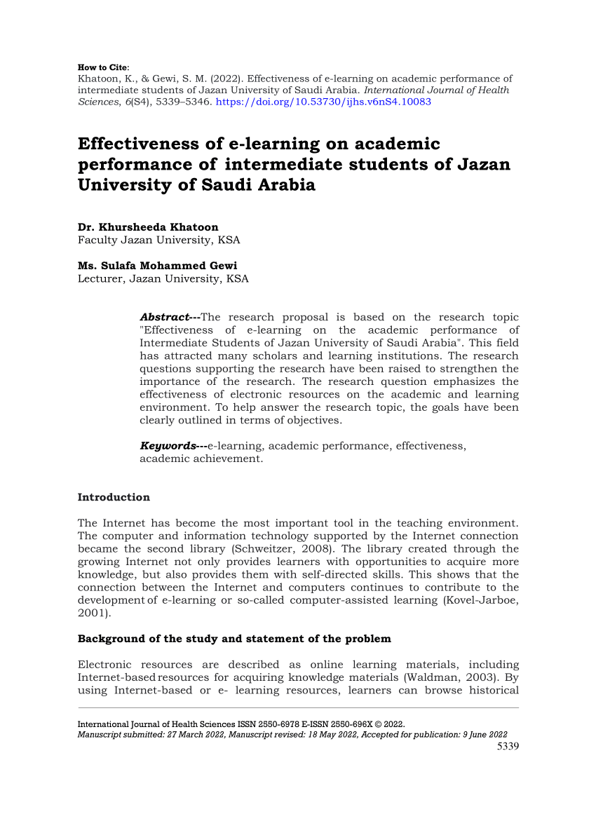 PDF Effectiveness Of E Learning On Academic Performance Of