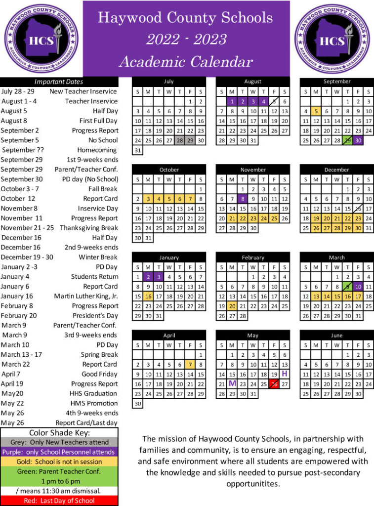 School Calendar Haywood County Schools