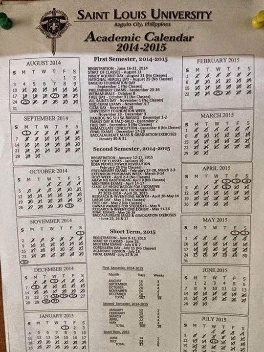 Saint Louis University Academic Calendar