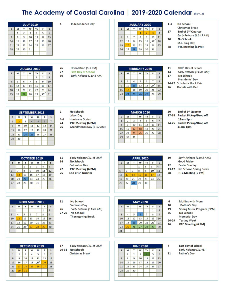 Coastal Carolina University Academic Calendar