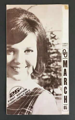 1965 Oklahoma University Calendar Campus Social Events OU Photo Co Ed 