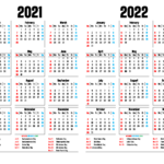 2021 And 2022 Printable Two Year Calendar 12 Templates