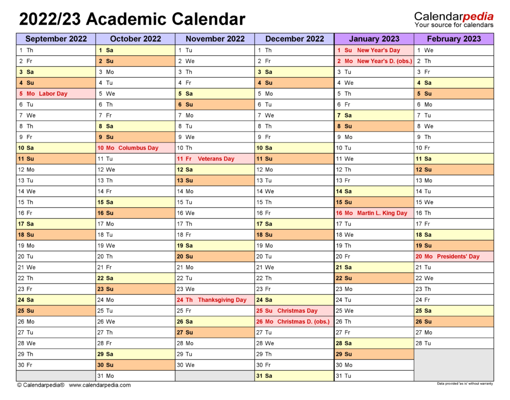 2022 2023 Traditional School Year Calendar Dailybasis