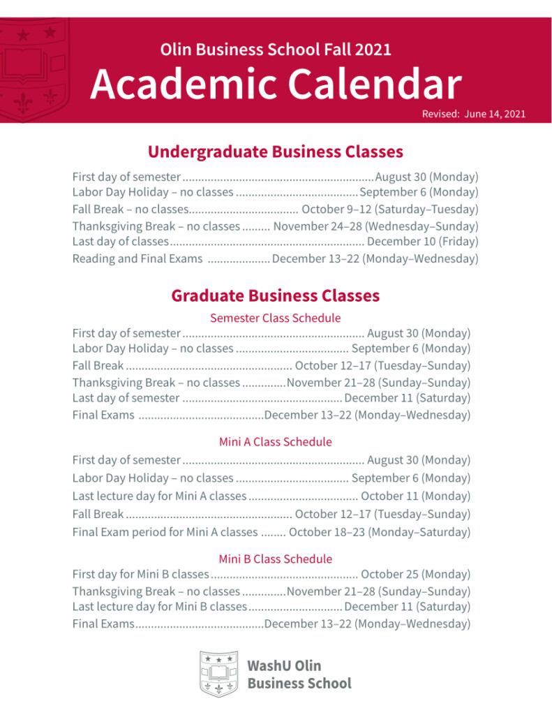 2022 Academic Calendar Wash U May Calendar 2022