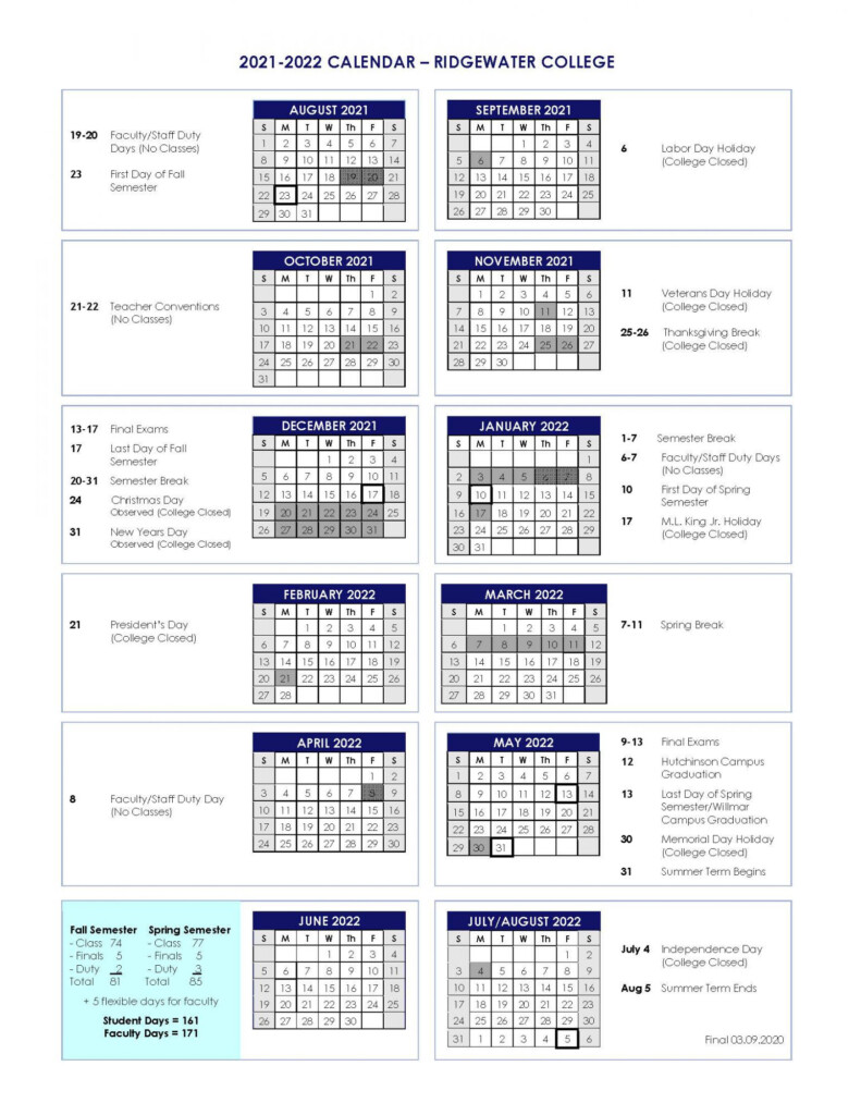 2024 2025 Academic Calendar Ridgewater College