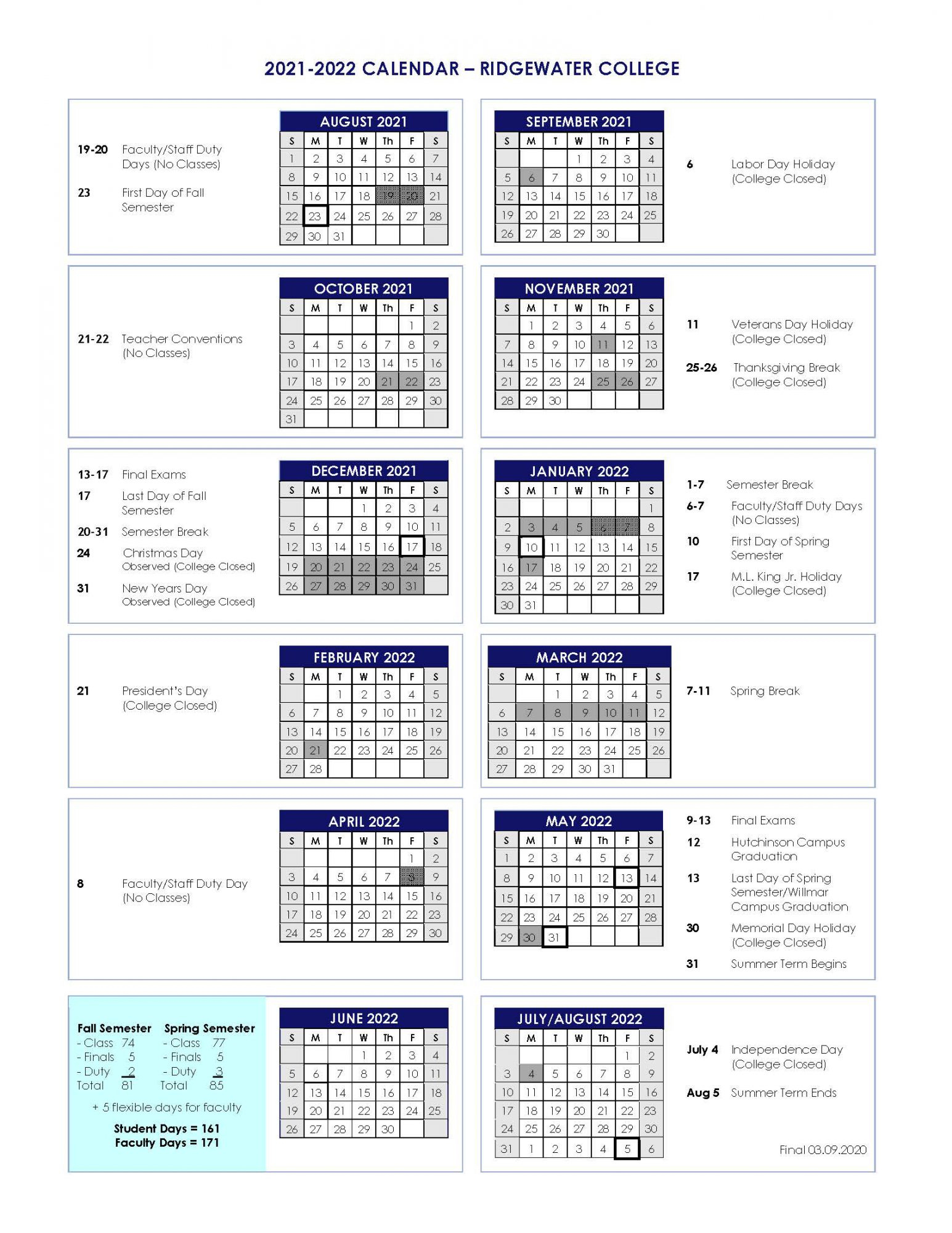2023 Academic Calendar University Of North Dakota