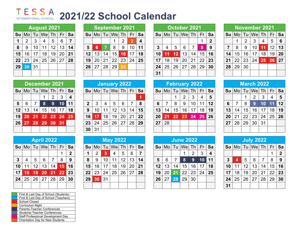 Academic Calendar 2021 2022 2 Tessa International Riset