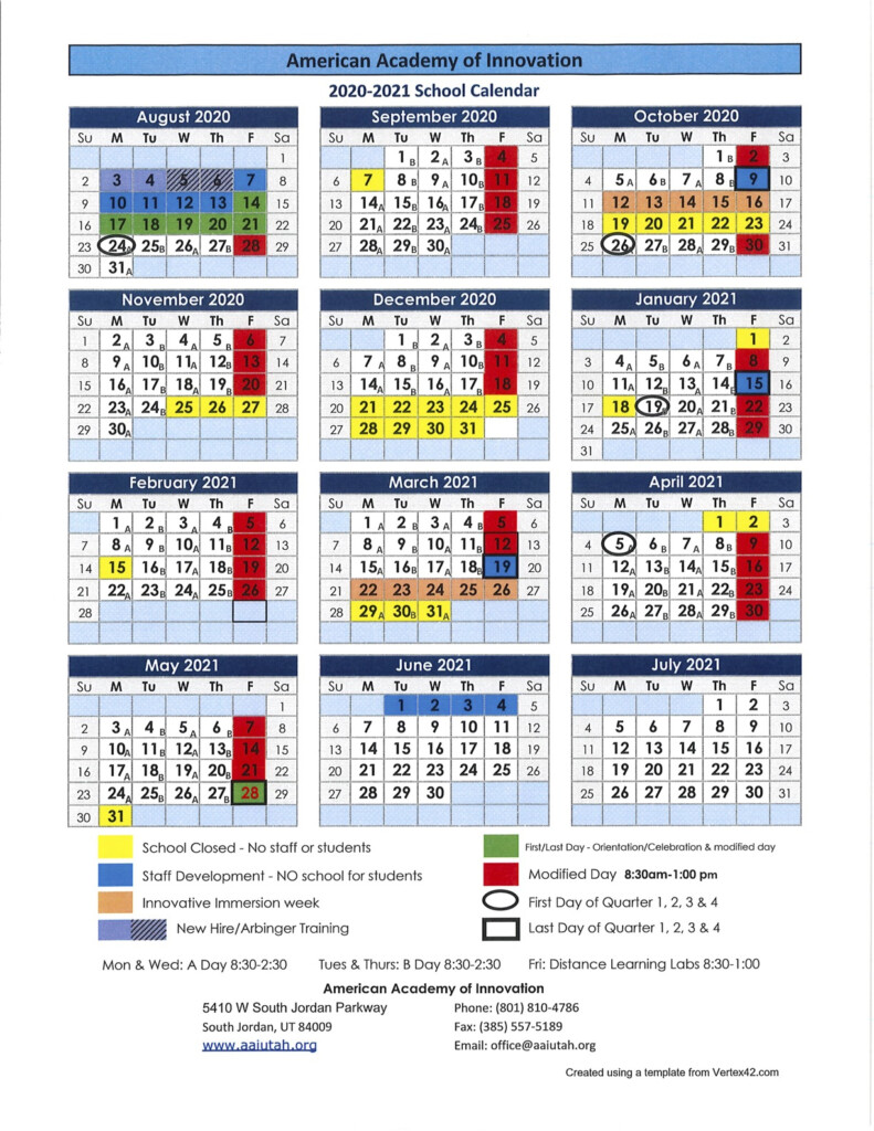 Academic Calendar American Academy Of Innovation