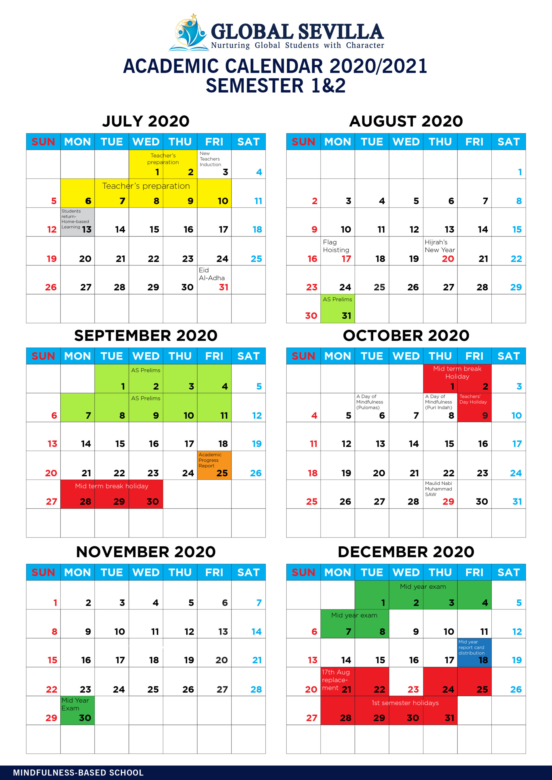 Academic calendar Global Sevilla