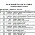 Academic Calendar Notre Dame University Bangladesh