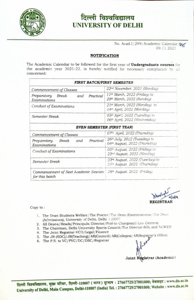 Academic Calendar Shaheed Sukhdev College Of Business Studies