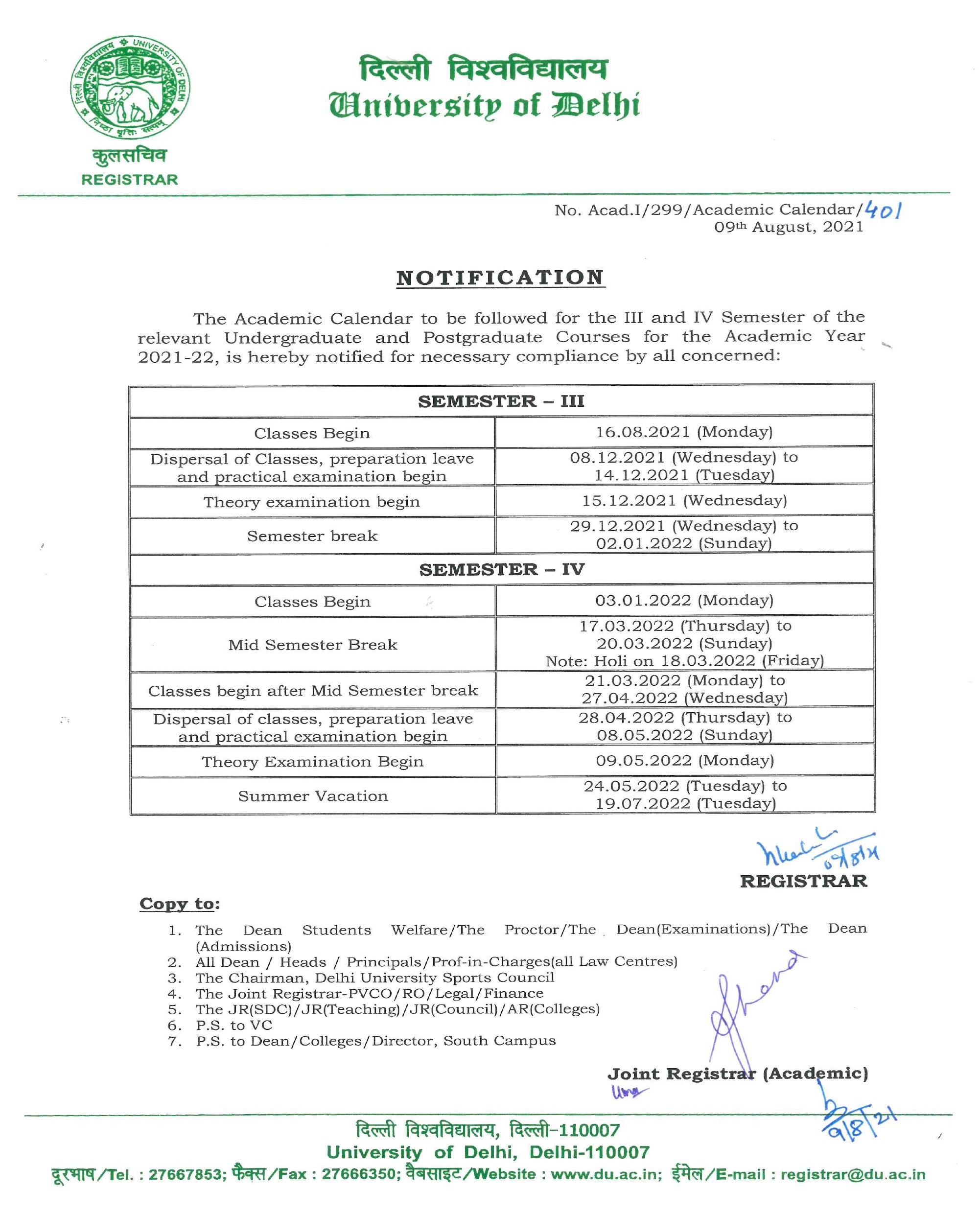 Academic Calendar Shaheed Sukhdev College Of Business Studies