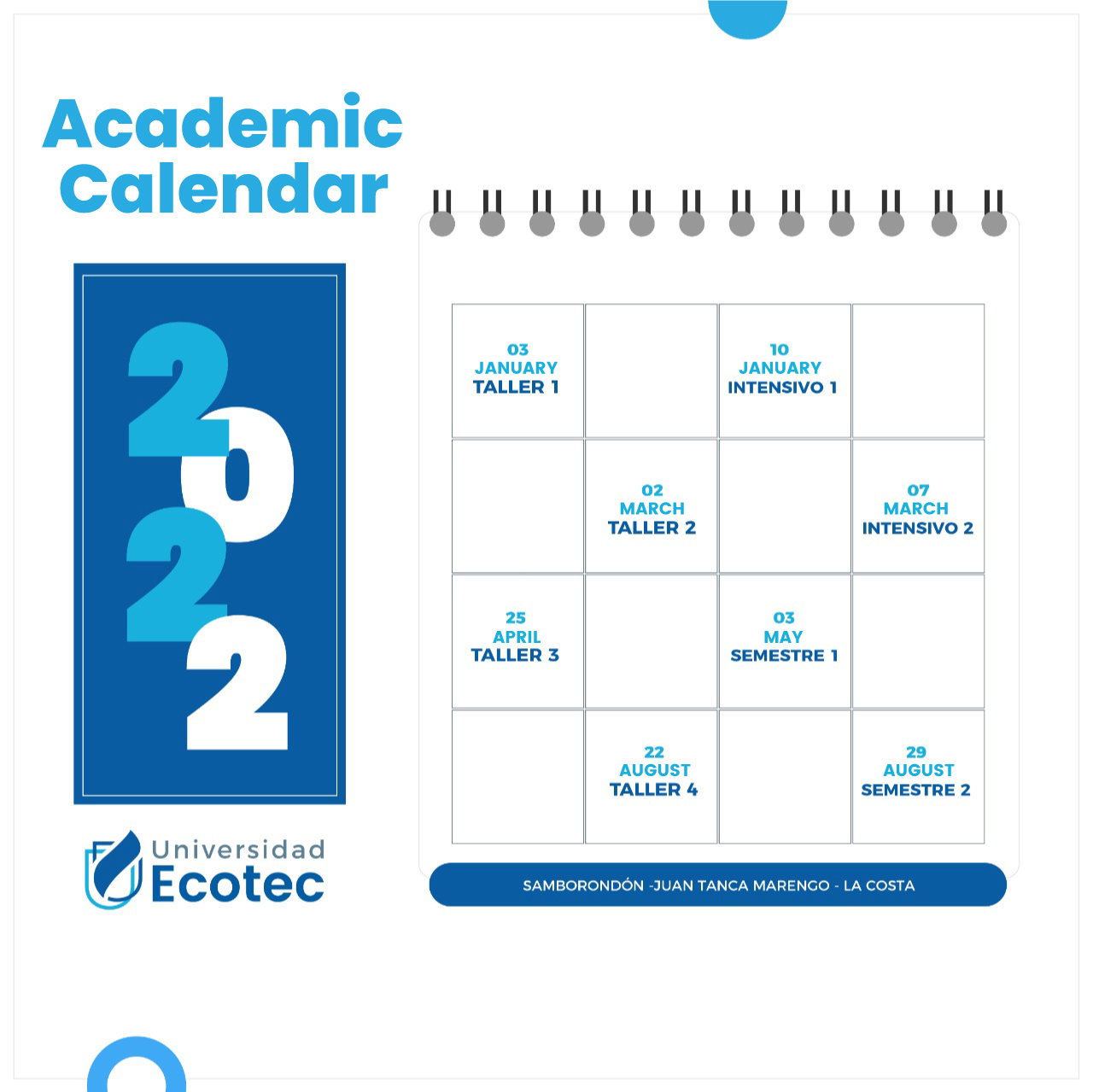 Academic Calendar Universidad Tecnol gica ECOTEC En Ecuador