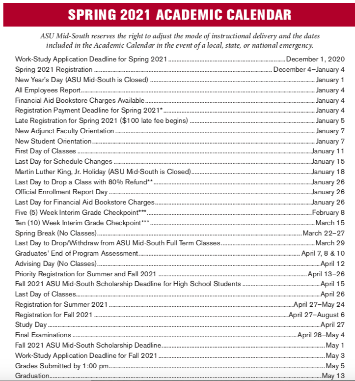 Academic Calendar University Of Arkansas Customize And Print