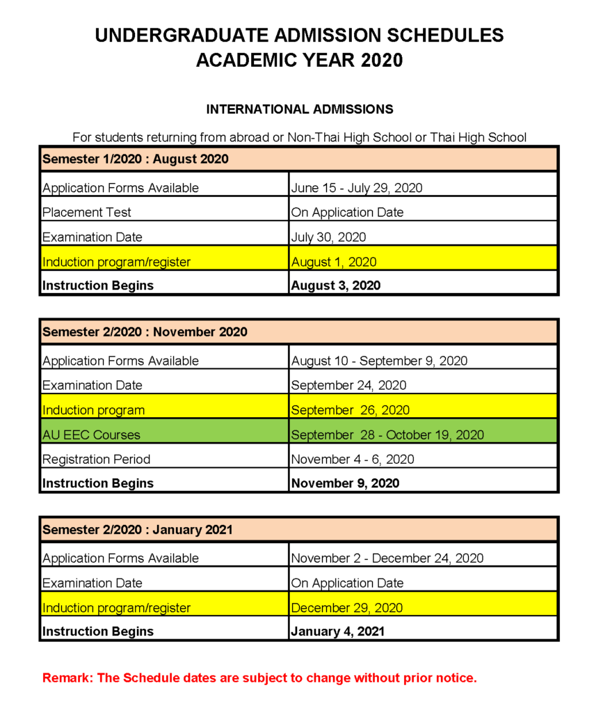 Admission Calendar Undergraduate Admissions Center Assumption 