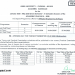 Anna University Academic Schedule 2020 Even Semester 2nd 4th 6th 8th