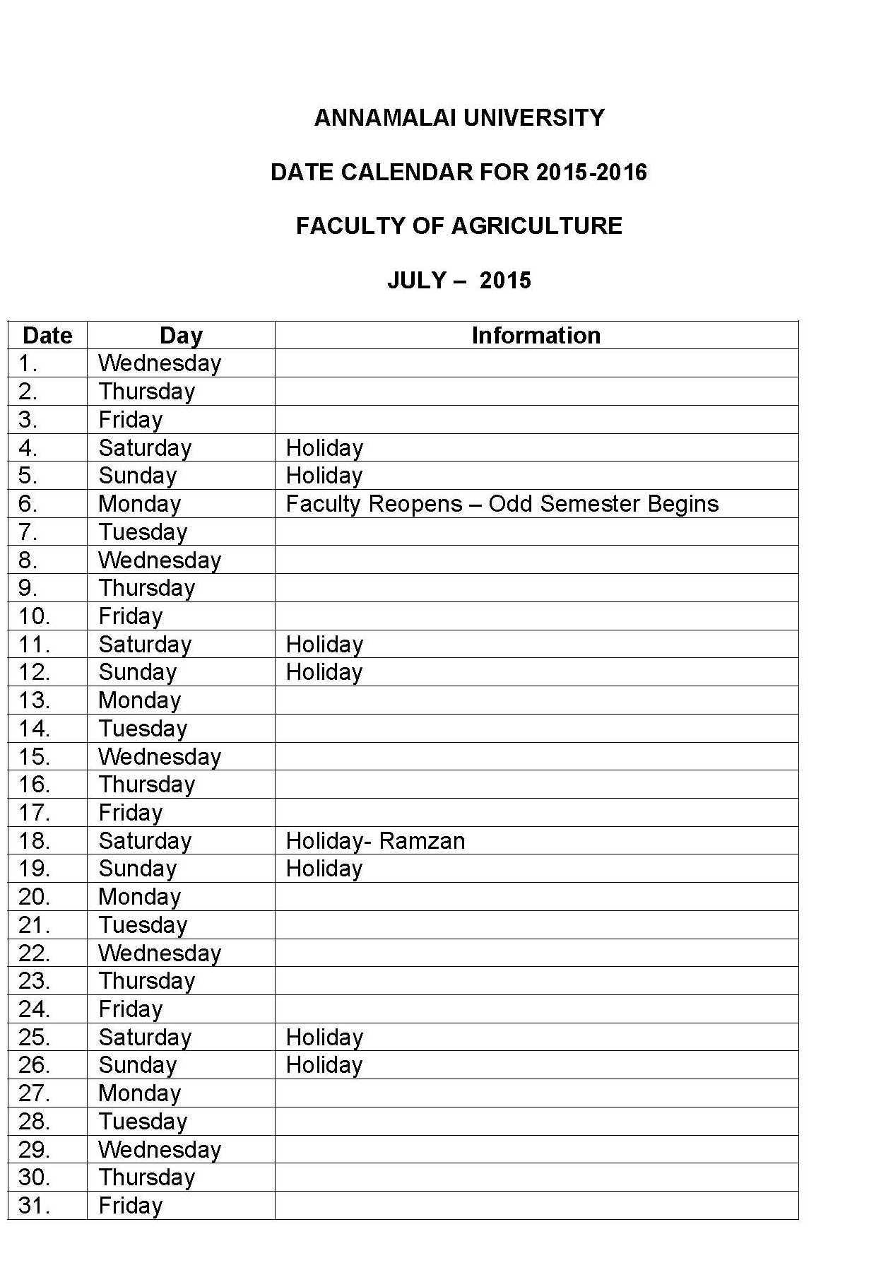 Annamalai University Calendar 2021 2022 Student Forum