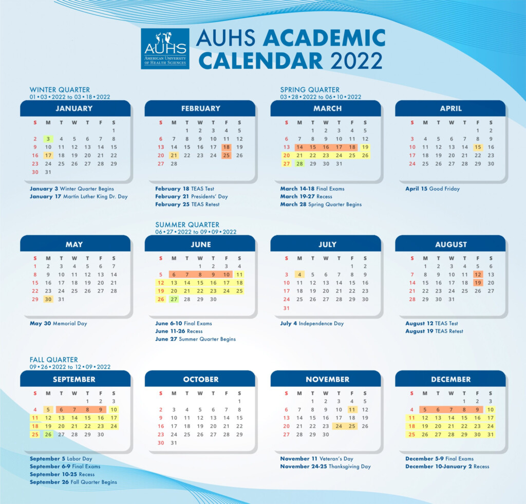 AUHS CALENDAR 2022 AUHS News