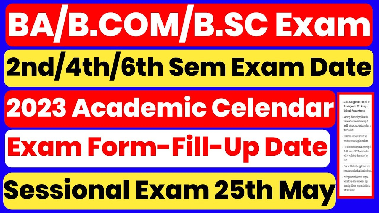 BA B COM B SC 2nd 4th 6th Sem Exam Date 2023 Academic Calendar
