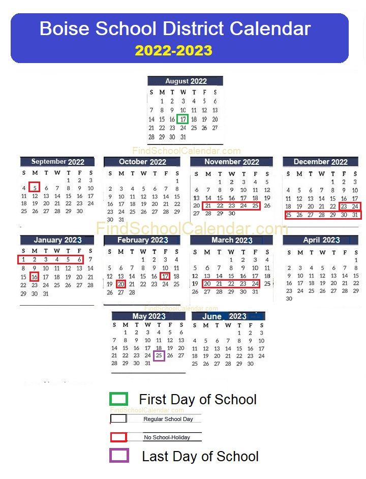 Boise School District Calendar 2022 2023 Holiday List Break Schedule