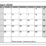 Calendar New Mexico Printing April 2022 Michel Zbinden EN