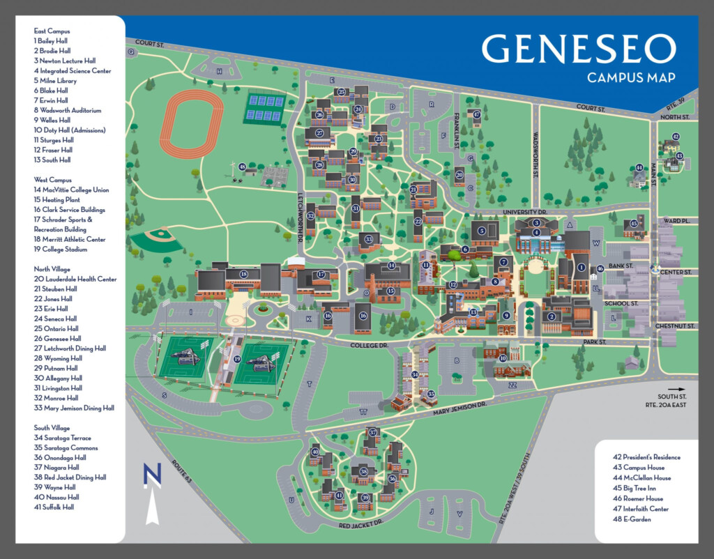 Campus Map Suny Geneseo Throughout Illinois State University School 