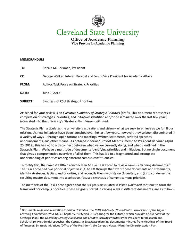 Cleveland State University Office Of Academic Planning