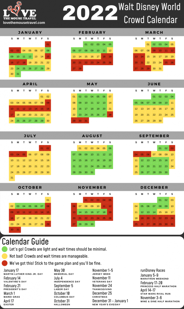 Disney World Crowd Calendar For 2022 Calendar Example And Ideas