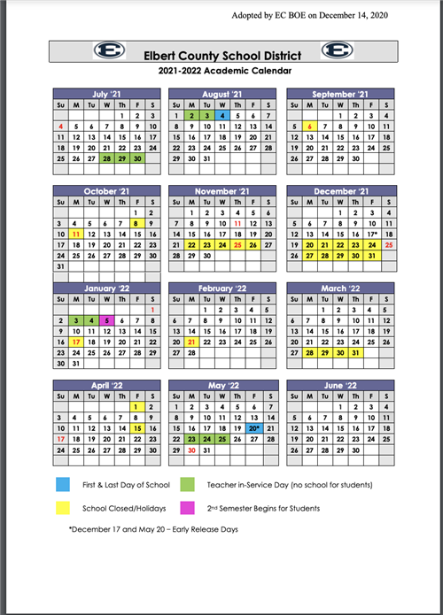 Elbert County School District Calendar 2022 And 2023 PublicHolidays