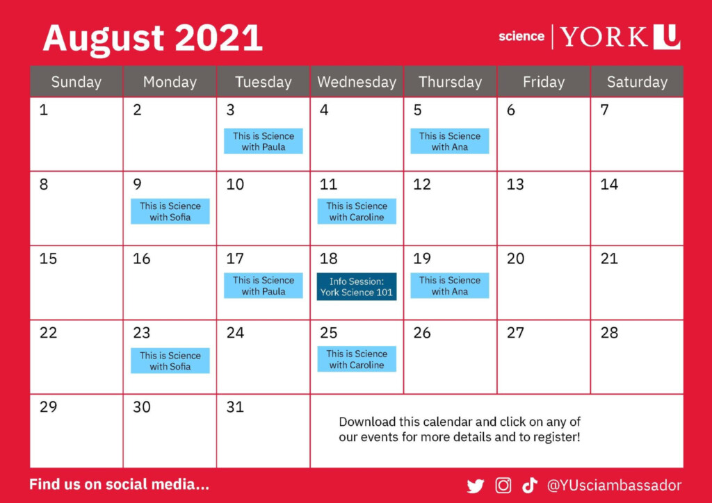 Event Schedule Faculty Of Science At York University