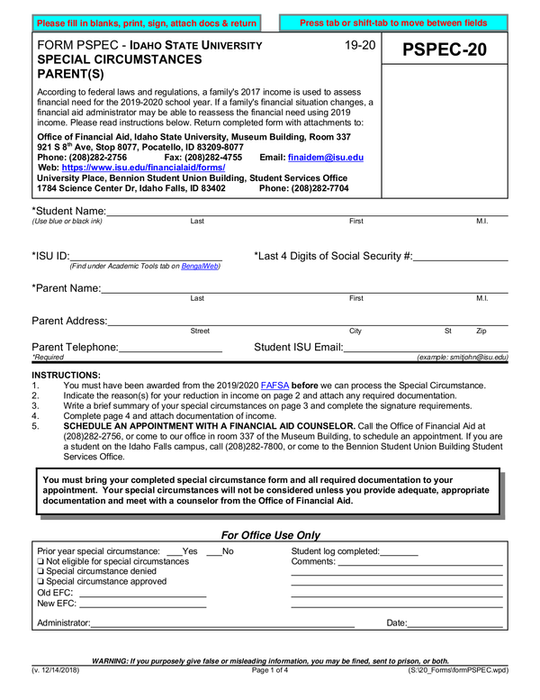 Fill Free Fillable Forms Idaho State University