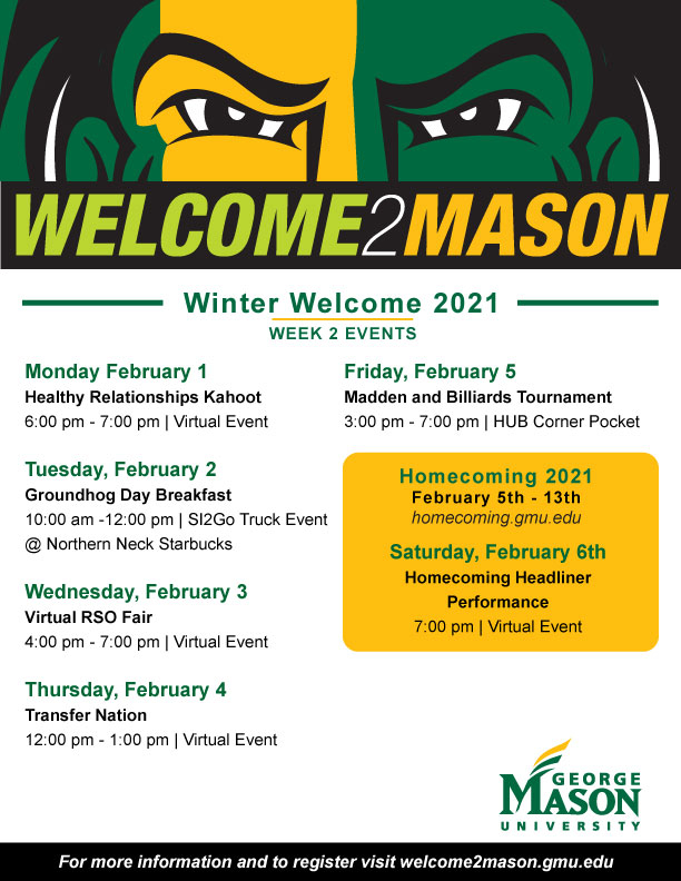 Mason University 2023 Spring Calendar