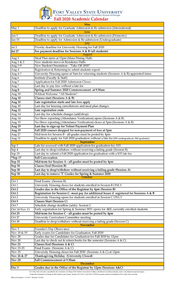 Georgia State University Academic Calendar Academic Calendar Georgia 