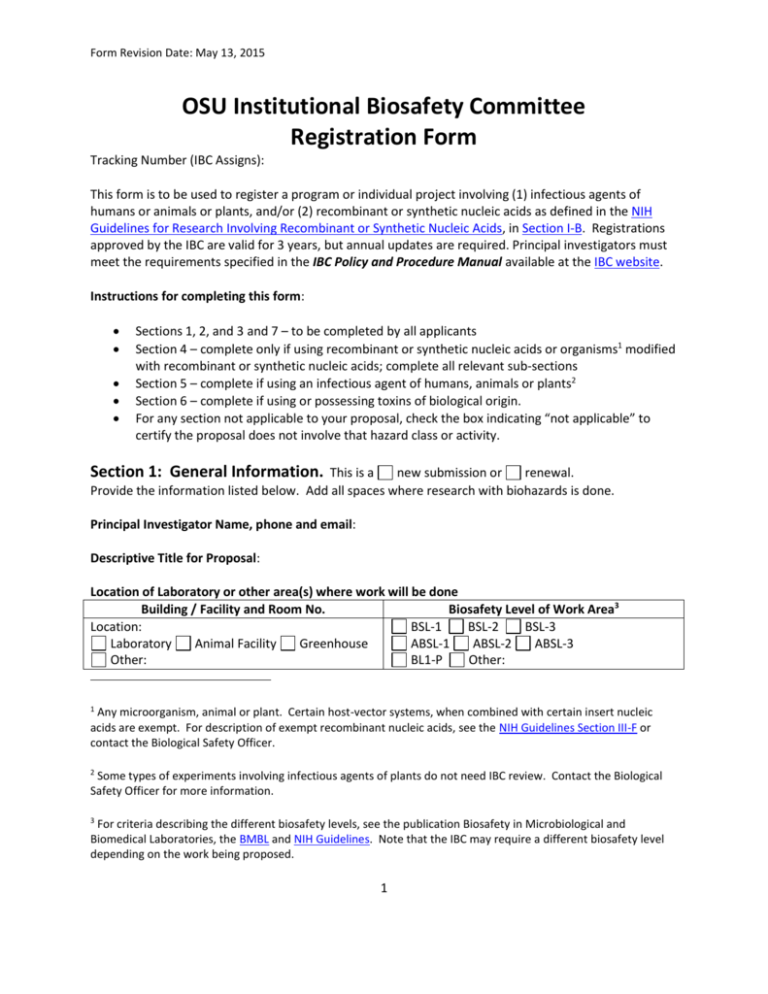 IBC Registration Form Oregon State University